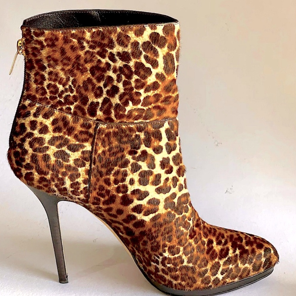 Jimmy Choo Pony Hair Leopard Ankle Boots